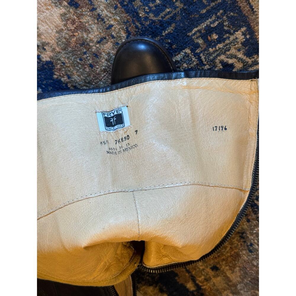 Womens Size 5.5 Black Leather FRYE "Olivia" Tall Zip Up Harness and Buckle Boots - Picture 12 of 17